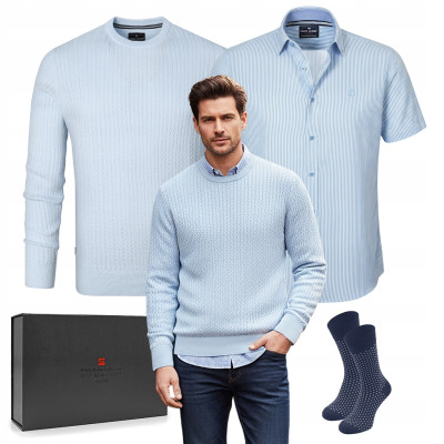 Elegancki zestaw prezentowy dla mężczyzny - koszula i sweter Pako Jeans - Pakojeans.pl