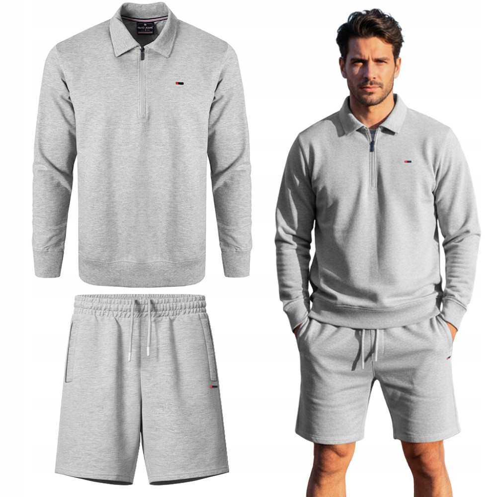 DRES Męski KOMPLET Bawełniany Bluza bez Kaptura i Krótkie Spodenki Pako Jeans - Pakojeans.pl