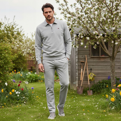 DRES Męski KOMPLET Bawełniany Bluza bez Kaptura i Spodnie Nieocieplane Pako Jeans - Pakojeans.pl