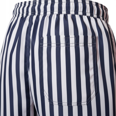 KAPIELÓWKI Męskie Spodenki SZORTY Plażowe ACUNA Granatowe w Paski Pako Jeans - Pakojeans.pl