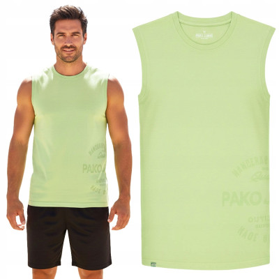 BEZRĘKAWNIK Męski Koszulka T-shirt RAFT ZIELONY Bawełniany Pako Jeans - Pakojeans.pl