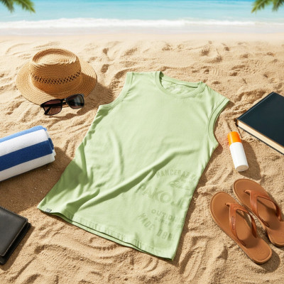 BEZRĘKAWNIK Męski Koszulka T-shirt RAFT ZIELONY Bawełniany Pako Jeans - Pakojeans.pl