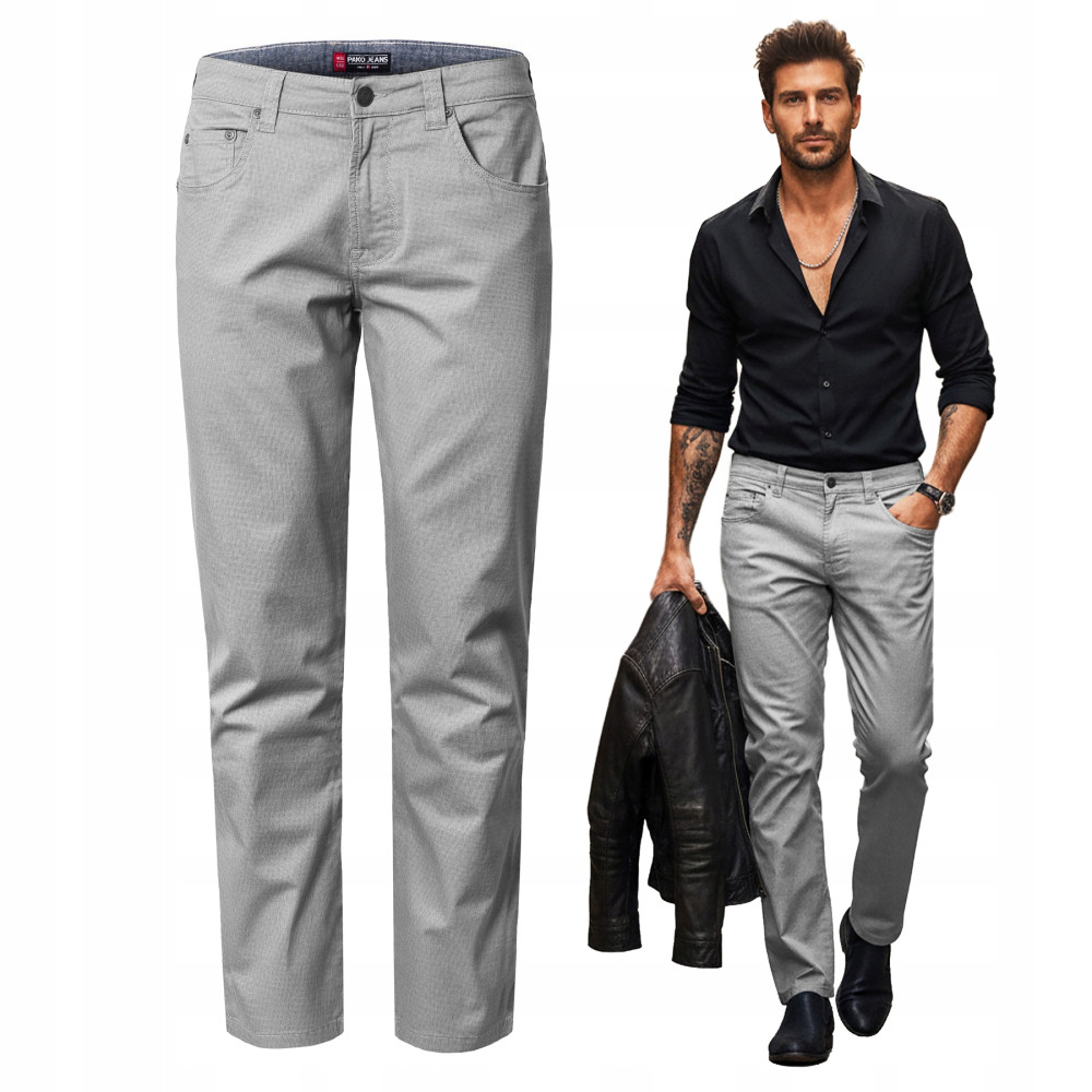 SPODNIE Męskie CASUAL Bawełniane ODER SZARE Regular Pako Jeans - Pakojeans.pl