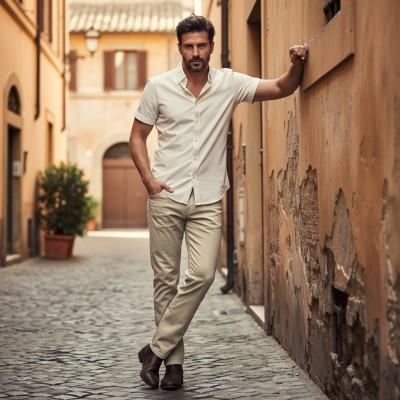 SPODNIE Męskie CASUAL Bawełniane ODER BEŻOWE Regular Pako Jeans - Pakojeans.pl