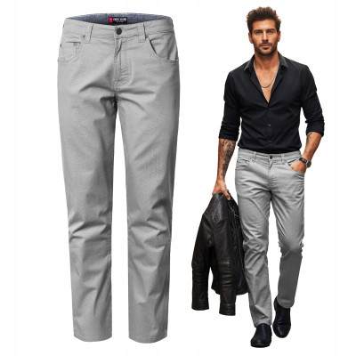 SPODNIE Męskie CASUAL Bawełniane ODER SZARE Regular Pako Jeans - Pakojeans.pl
