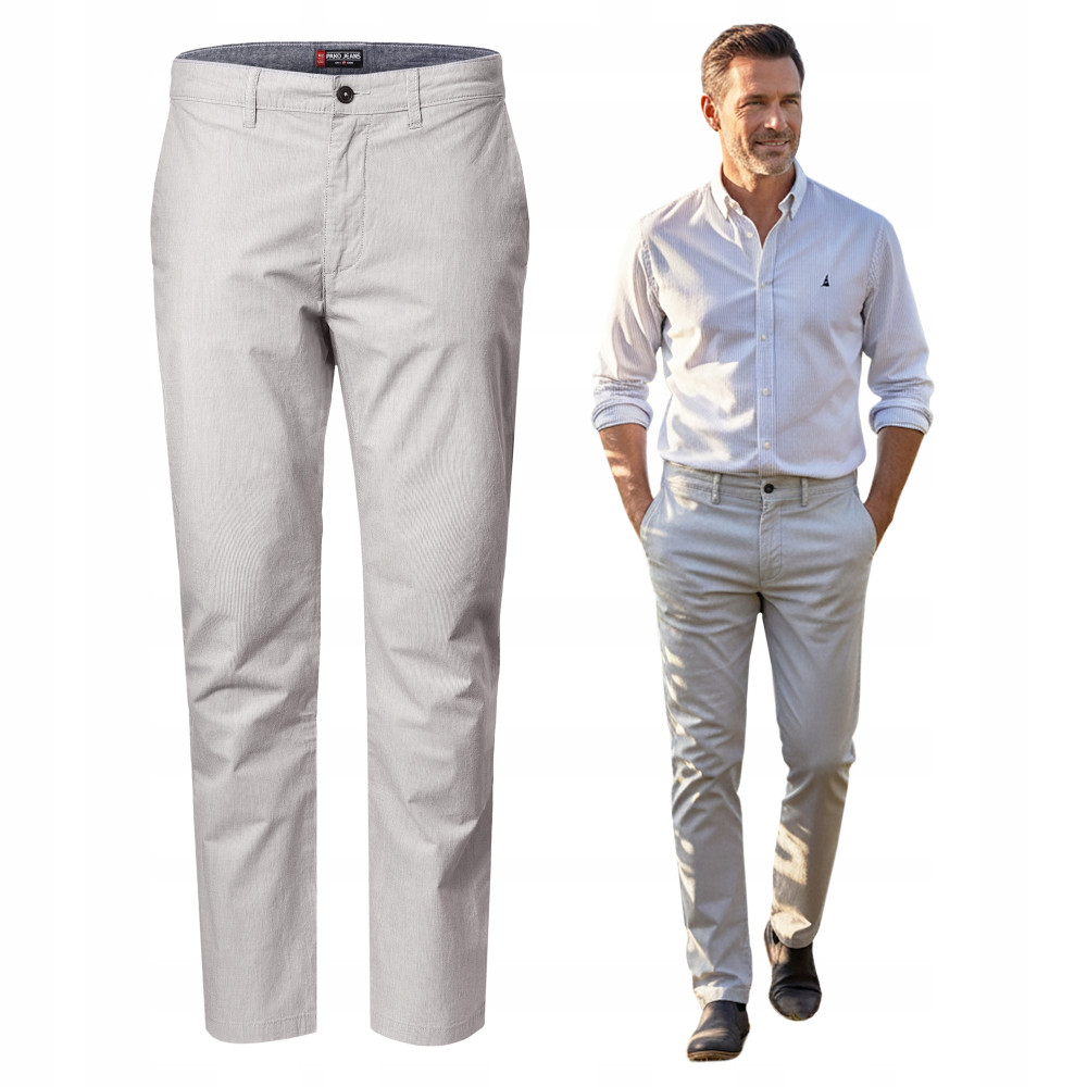 SPODNIE Męskie CASUAL Chinosy Bawełniane SPENCER SZARE Regular Pako Jeans