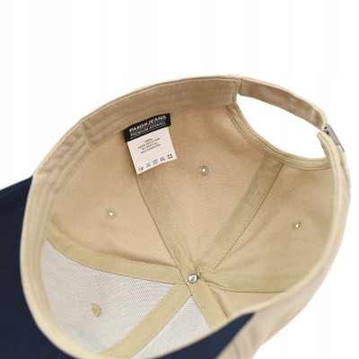 CZAPKA z Daszkiem Męska Bejsbolówka KOMPAS Beżowo - Granatowa Pako Jeans - Pakojeans.pl