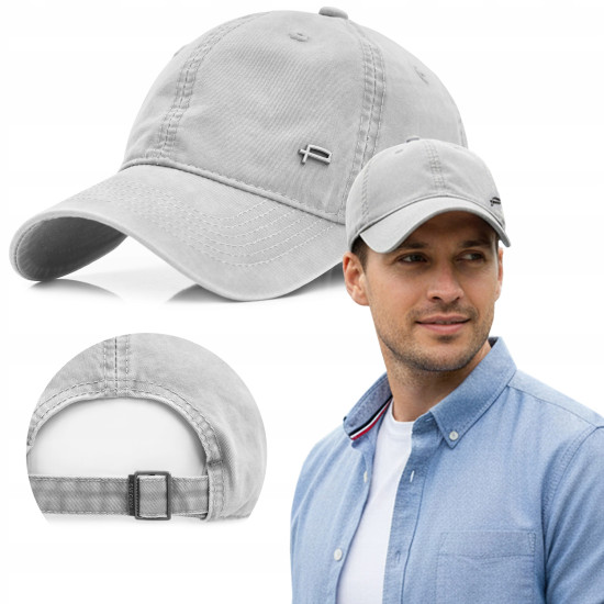 CZAPKA z Daszkiem Bejsbolówka Męska Damska Bawełniana JASNOSZARA Pako Jeans - Pakojeans.pl