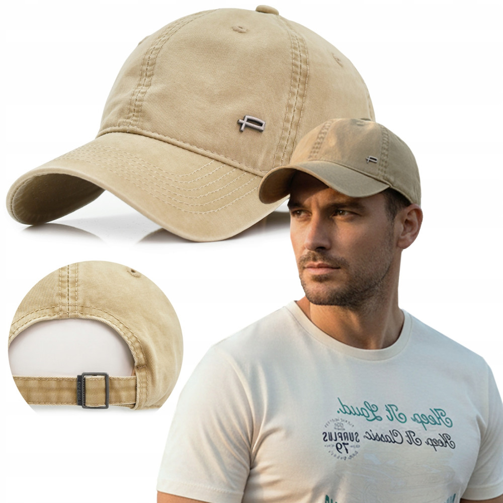CZAPKA z Daszkiem Bejsbolówka Męska Damska Bawełniana BEŻOWA Pako Jeans - Pakojeans.pl