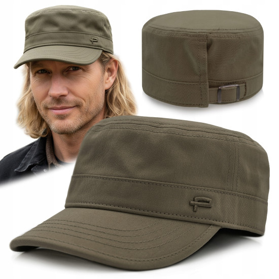 PATROLÓWKA Męska Czapka z Daszkiem Bawełniana ZIELONA KHAKI Pako Jeans - Pakojeans.pl