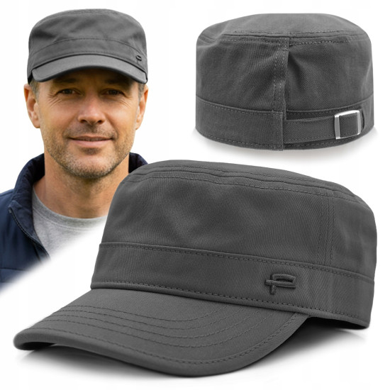 PATROLÓWKA Męska Czapka z Daszkiem Bawełniana GRAFITOWA Pako Jeans - Pakojeans.pl