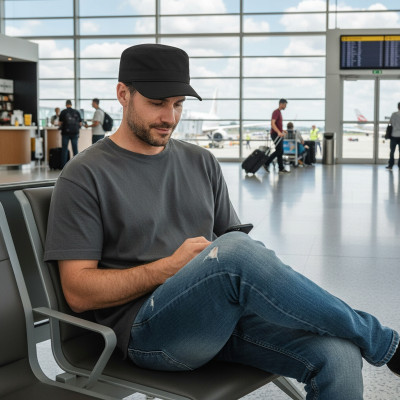 PATROLÓWKA Męska Czapka z Daszkiem Bawełniana CZARNA Pako Jeans - Pakojeans.pl