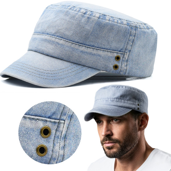 Czapka męska z daszkiem PATROLÓWKA dżinsowa BŁĘKITNA Pako Jeans - Pakojeans.pl