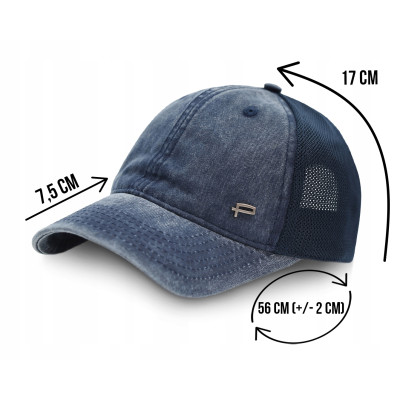 CZAPKA z Daszkiem Bejsbolówka z Siatką Bawełniana GRANATOWA Pako Jeans - Pakojeans.pl