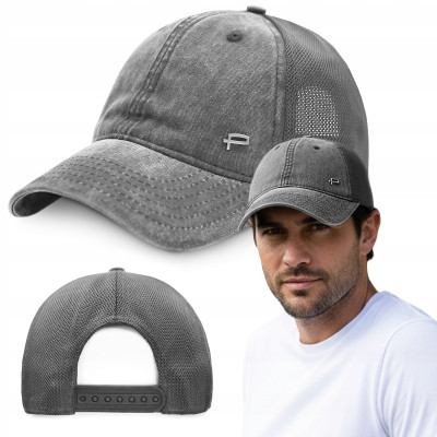 CZAPKA z Daszkiem Bejsbolówka z Siatką Bawełniana SZARA Pako Jeans - Pakojeans.pl