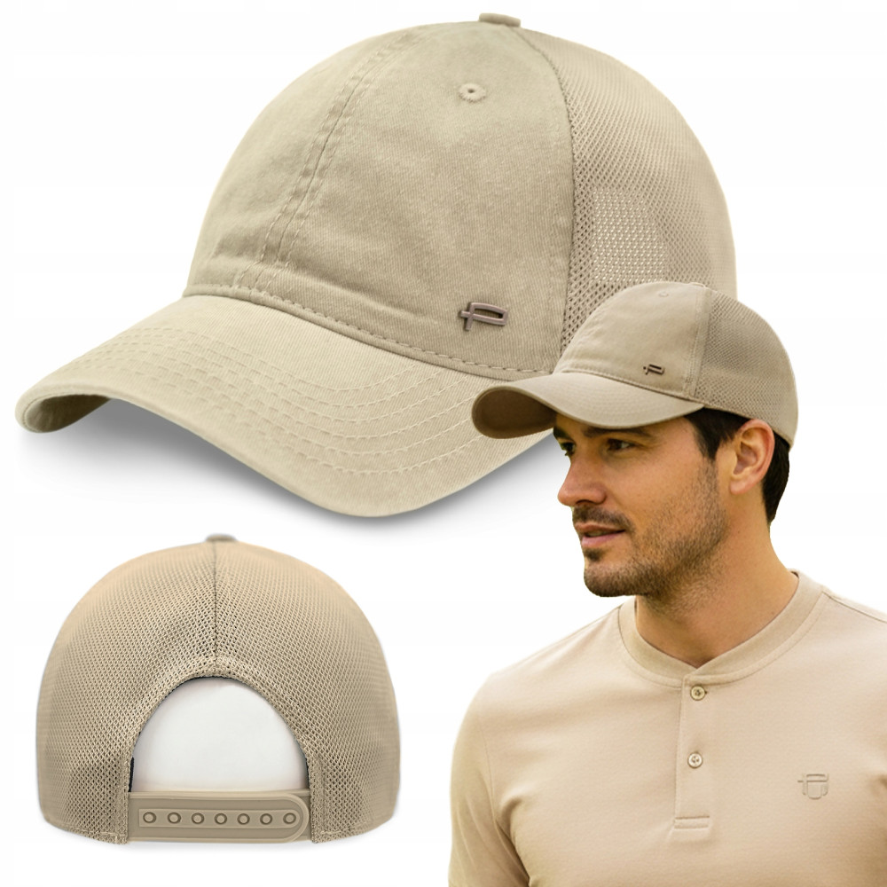 CZAPKA z Daszkiem Bejsbolówka z Siatką Bawełniana BEŻOWA Pako Jeans - Pakojeans.pl