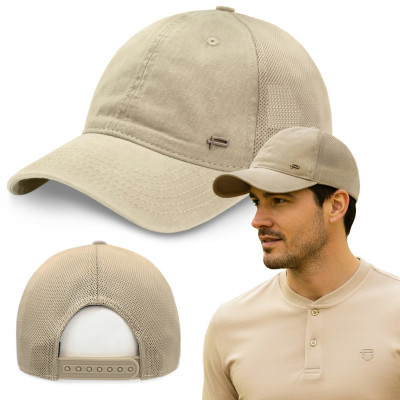 CZAPKA z Daszkiem Bejsbolówka z Siatką Bawełniana BEŻOWA Pako Jeans - Pakojeans.pl