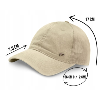 CZAPKA z Daszkiem Bejsbolówka z Siatką Bawełniana BEŻOWA Pako Jeans - Pakojeans.pl