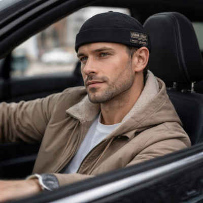 Czapka DOKERKA Krótka Leonka Bez Daszka Bawełniana CZARNA Pako Jeans - Pakojeans.pl