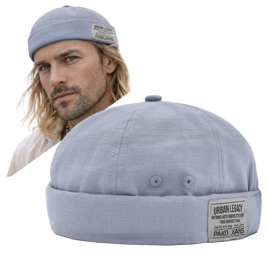 Czapka DOKERKA Krótka Leonka Bez Daszka Bawełniana STALOWA Pako Jeans - Pakojeans.pl