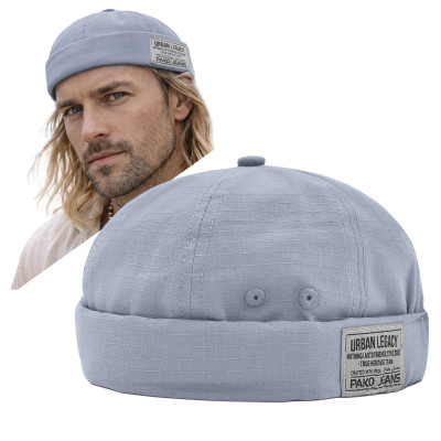Czapka DOKERKA Krótka Leonka Bez Daszka Bawełniana STALOWA Pako Jeans - Pakojeans.pl