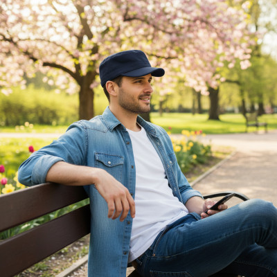 PATROLÓWKA Męska Czapka z Daszkiem Bawełniana GRANATOWA Pako Jeans - Pakojeans.pl