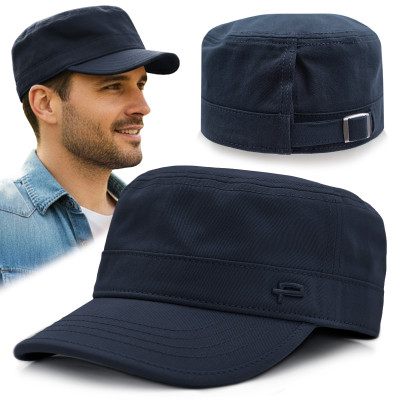 PATROLÓWKA Męska Czapka z Daszkiem Bawełniana GRANATOWA Pako Jeans - Pakojeans.pl