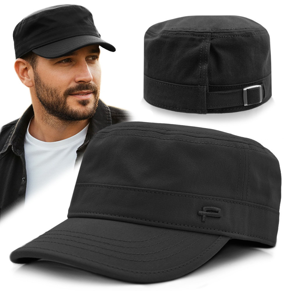 PATROLÓWKA Męska Czapka z Daszkiem Bawełniana CZARNA Pako Jeans - Pakojeans.pl