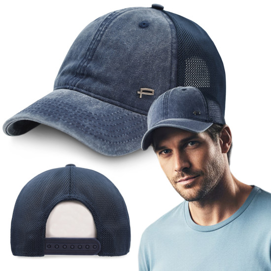 CZAPKA z Daszkiem Bejsbolówka z Siatką Bawełniana GRANATOWA Pako Jeans - Pakojeans.pl
