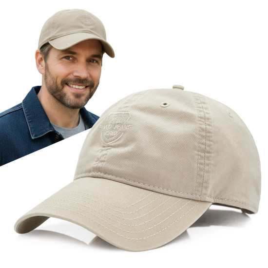 CZAPKA z Daszkiem Bejsbolówka Męska Damska Bawełniana BEŻOWA Pako Jeans - Pakojeans.pl