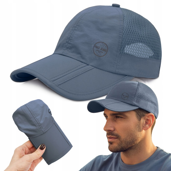 CZAPKA z Daszkiem z Siatką Przewiewna GRANATOWA Składany Daszek Pako Jeans - Pakojeans.pl