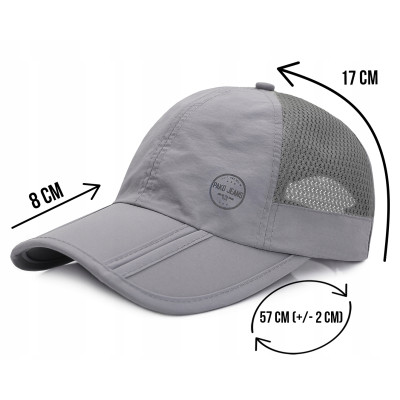 CZAPKA z Daszkiem z Siatką Przewiewna SZARA Składany Daszek Pako Jeans - Pakojeans.pl