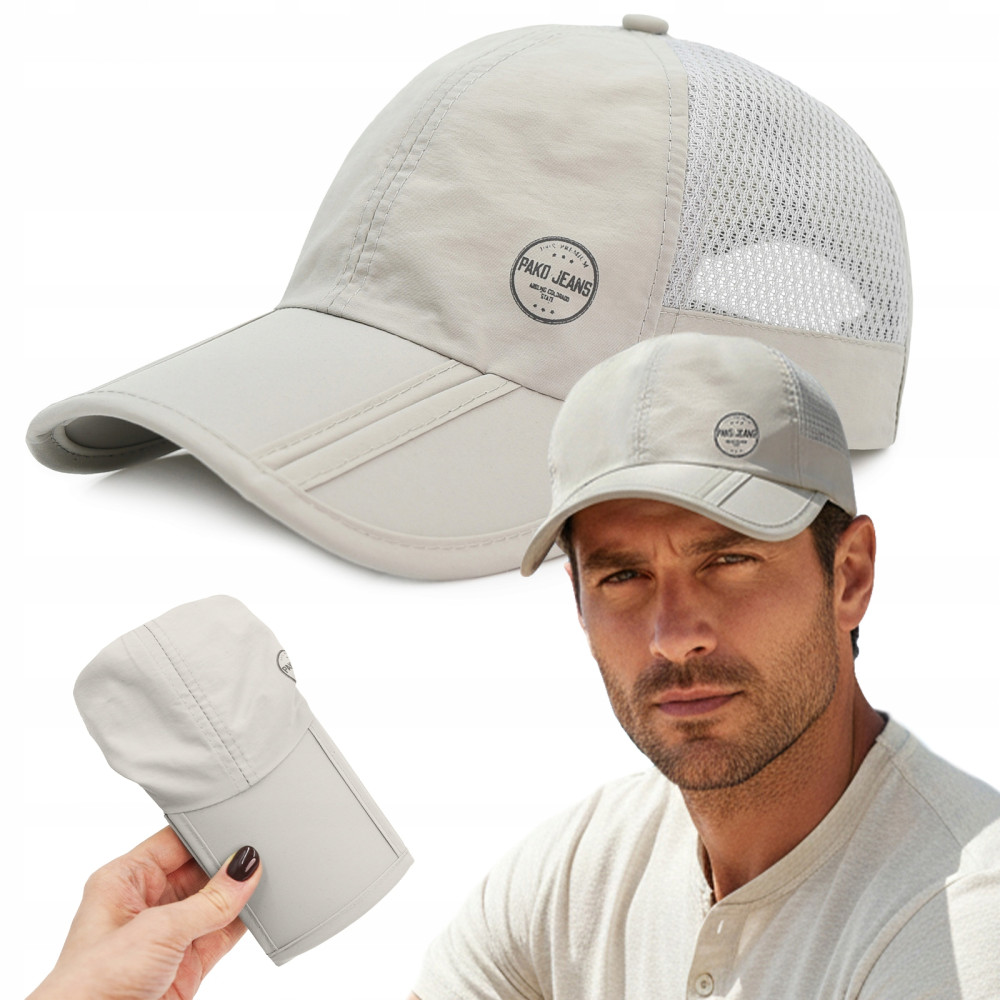 CZAPKA z Daszkiem z Siatką Przewiewna POPIELATA Składany Daszek Pako Jeans - Pakojeans.pl