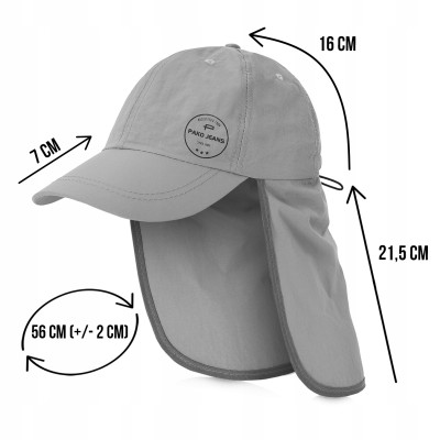 CZAPKA z Daszkiem z Osłoną na Kark Przewiewna na Lato POPIELATA Pako Jeans - Pakojeans.pl