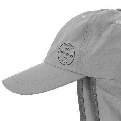 CZAPKA z Daszkiem z Osłoną na Kark Przewiewna na Lato POPIELATA Pako Jeans - Pakojeans.pl