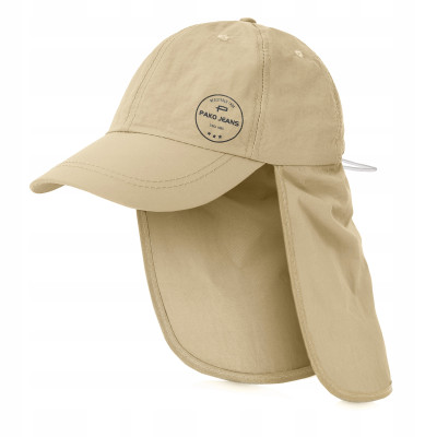 CZAPKA z Daszkiem z Osłoną na Kark Przewiewna na Lato BEŻOWA Pako Jeans - Pakojeans.pl
