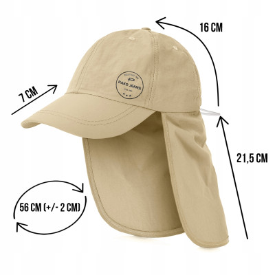 CZAPKA z Daszkiem z Osłoną na Kark Przewiewna na Lato BEŻOWA Pako Jeans - Pakojeans.pl