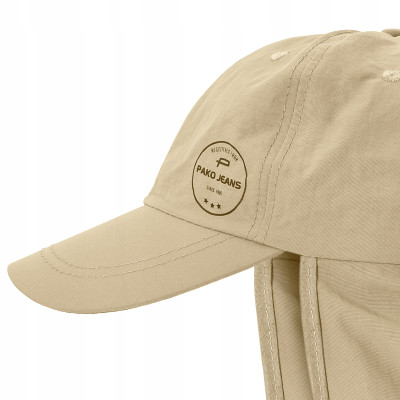 CZAPKA z Daszkiem z Osłoną na Kark Przewiewna na Lato BEŻOWA Pako Jeans - Pakojeans.pl