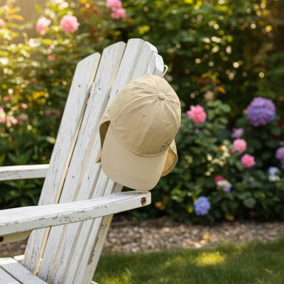 CZAPKA z Daszkiem z Osłoną na Kark Przewiewna na Lato BEŻOWA Pako Jeans - Pakojeans.pl