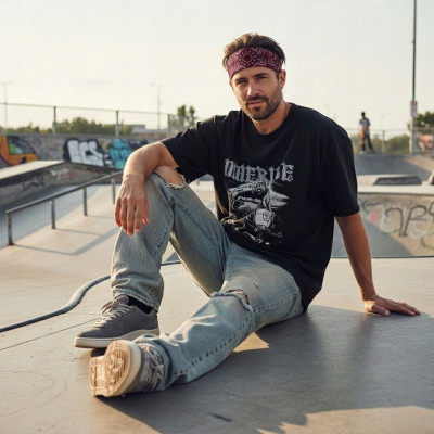 Duża BANDAMKA Bandana Modna Chusta do Włosów Bawełniana XL BORDOWA Paisley - Pakojeans.pl