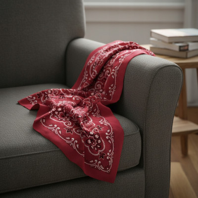 Duża BANDAMKA Bandana Modna Chusta do Włosów Bawełniana XL BORDOWA Paisley - Pakojeans.pl