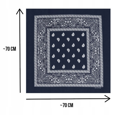 Duża BANDAMKA Bandana Modna Chusta do Włosów Bawełniana XL GRANATOWA Paisley - Pakojeans.pl
