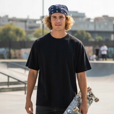 Duża BANDAMKA Bandana Modna Chusta do Włosów Bawełniana XL GRANATOWA Paisley - Pakojeans.pl