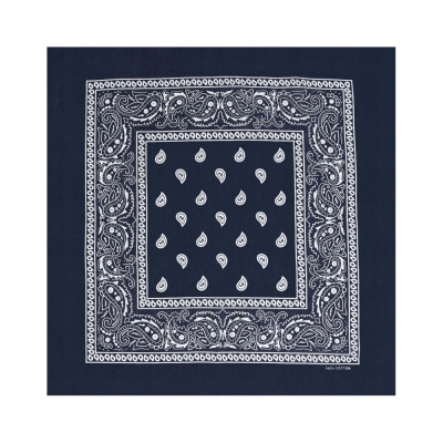 Duża BANDAMKA Bandana Modna Chusta do Włosów Bawełniana XL GRANATOWA Paisley - Pakojeans.pl