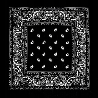Duża BANDAMKA Bandana Modna Chusta do Włosów Bawełniana XL CZARNA Paisley - Pakojeans.pl