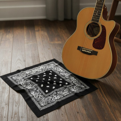 Duża BANDAMKA Bandana Modna Chusta do Włosów Bawełniana XL CZARNA Paisley - Pakojeans.pl