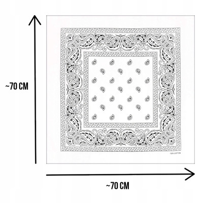 Duża BANDAMKA Bandana Modna Chusta do Włosów Bawełniana XL BIAŁA Paisley - Pakojeans.pl