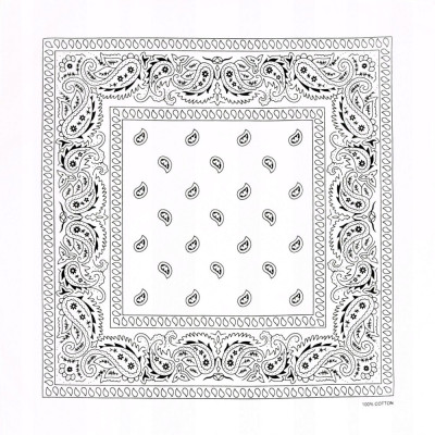 Duża BANDAMKA Bandana Modna Chusta do Włosów Bawełniana XL BIAŁA Paisley - Pakojeans.pl