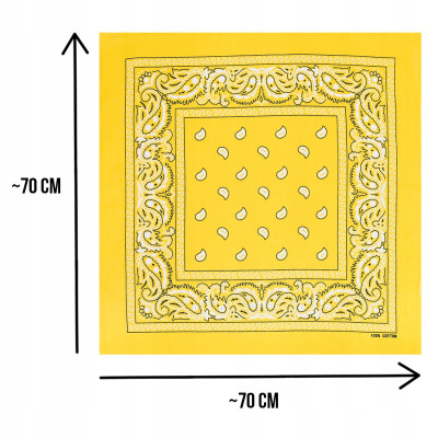 Duża BANDAMKA Bandana Modna Chusta do Włosów Bawełniana XL ŻÓŁTA Paisley - Pakojeans.pl