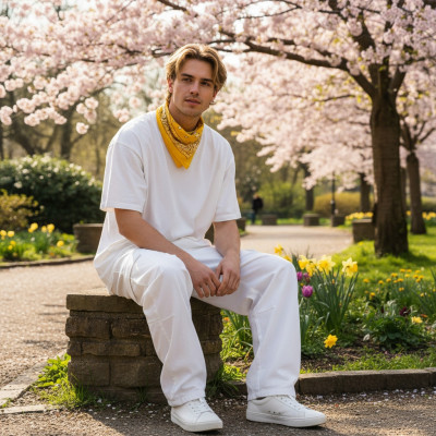 Duża BANDAMKA Bandana Modna Chusta do Włosów Bawełniana XL ŻÓŁTA Paisley - Pakojeans.pl